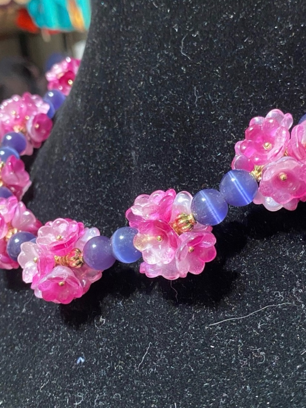 EYE CANDY LOS ANGELES Yasamin pink & purple Floral Beaded Choker Necklace 18” - Picture 4 of 12